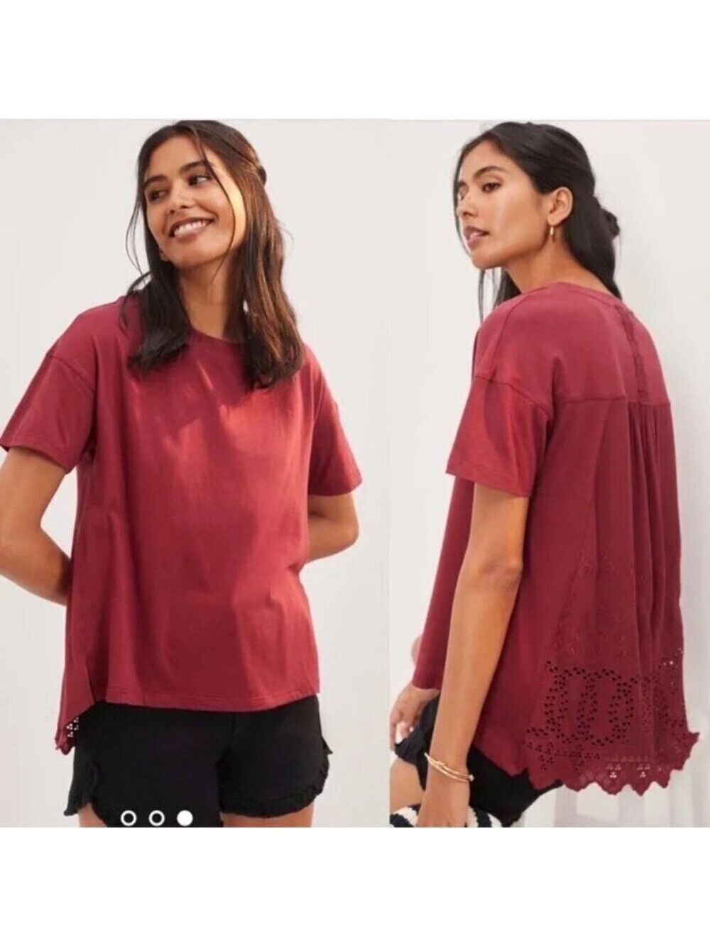 Tiny Anthropologie Lace Back Detail Hi-Low Top M